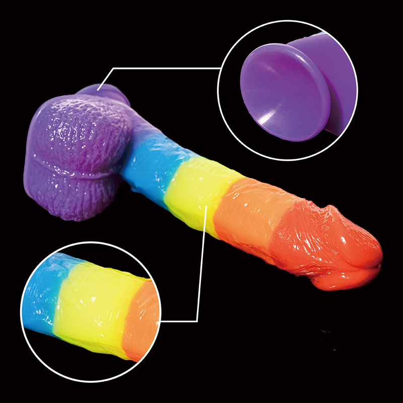 Colorful Rainbow Soft Jelly Real Penis Dildo Female Masturbation 