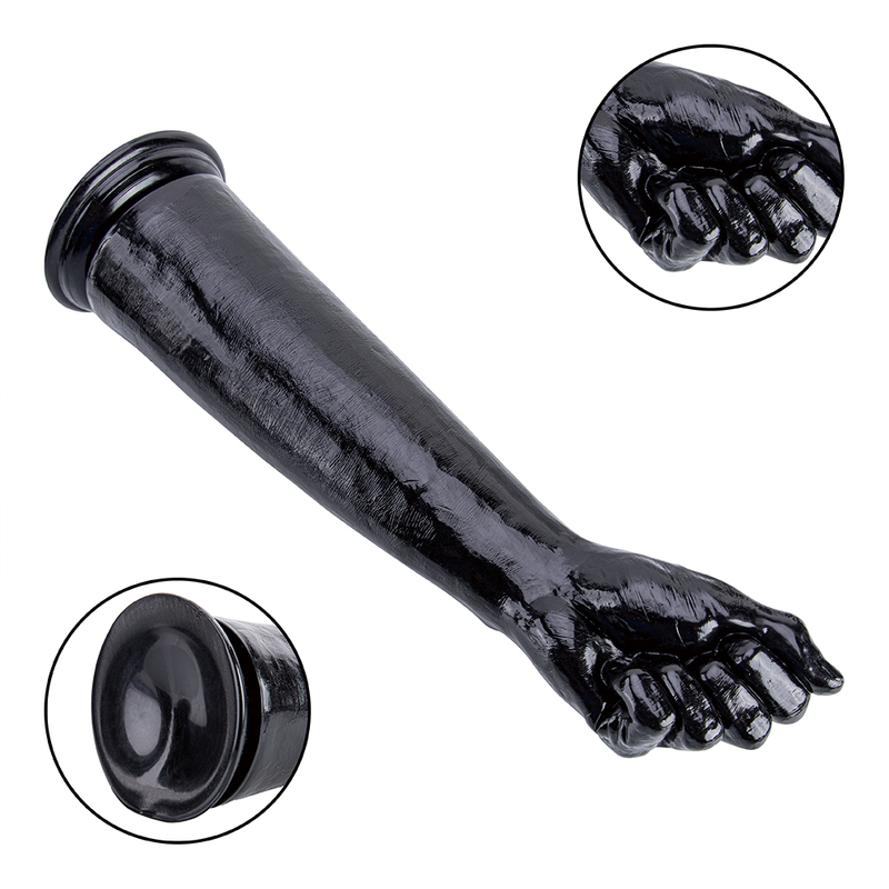 Black Long Hand Fist Dildo for Women Vertical Finger Design High Quality PVC