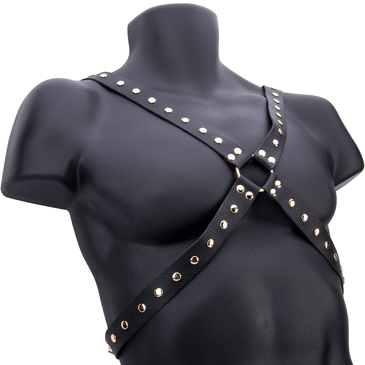 Fetish SM Bondage Harness Leather Lingerie Self Back Restraint Set for Couples' Intimate Play for Male