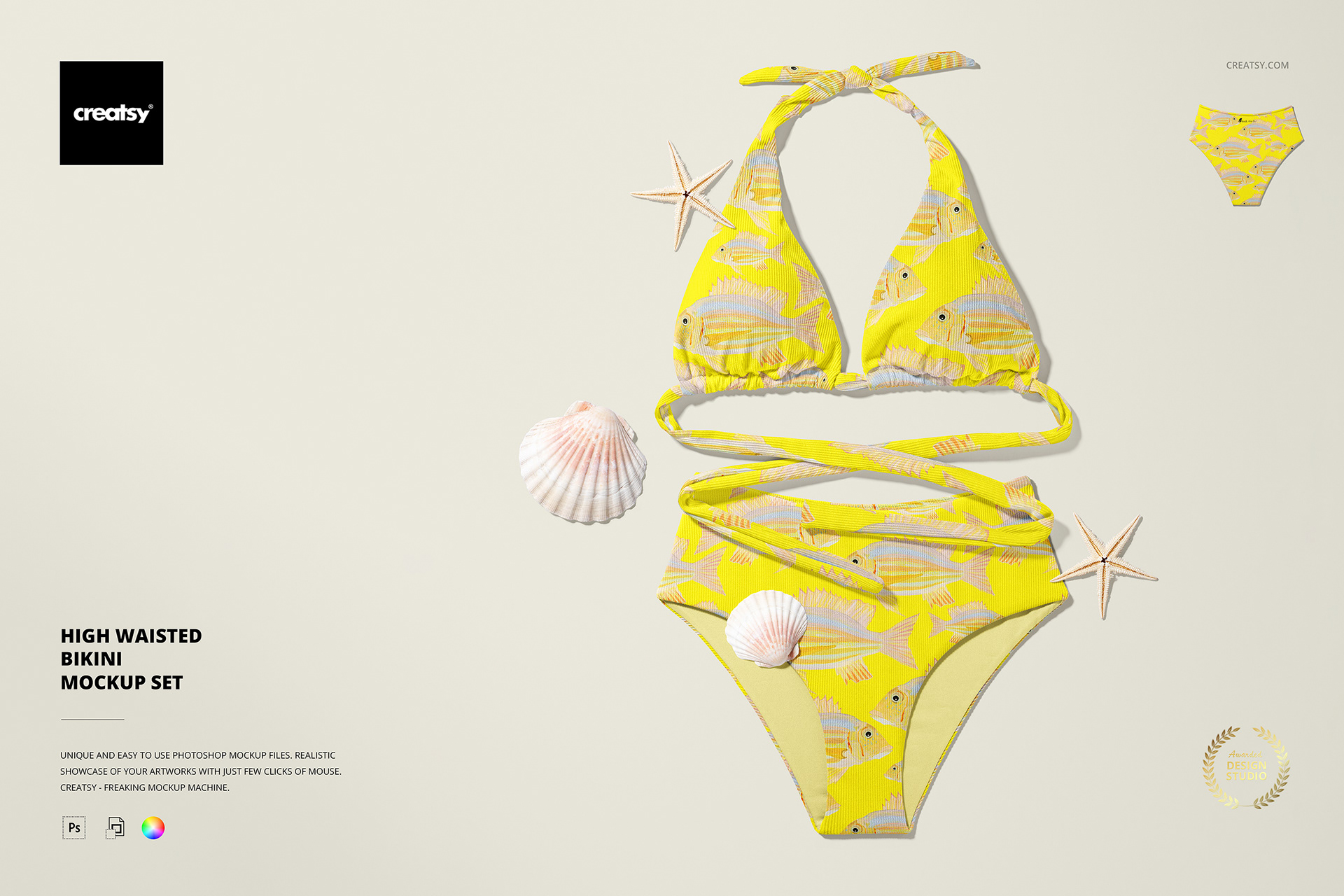 sett ta 'mockup bikini bil-qadd għoli