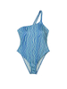 Costume da bagno a righe blu onda