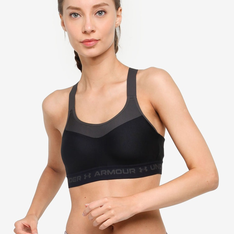 Reggiseno sportivo da donna con schiena incrociata alta nero