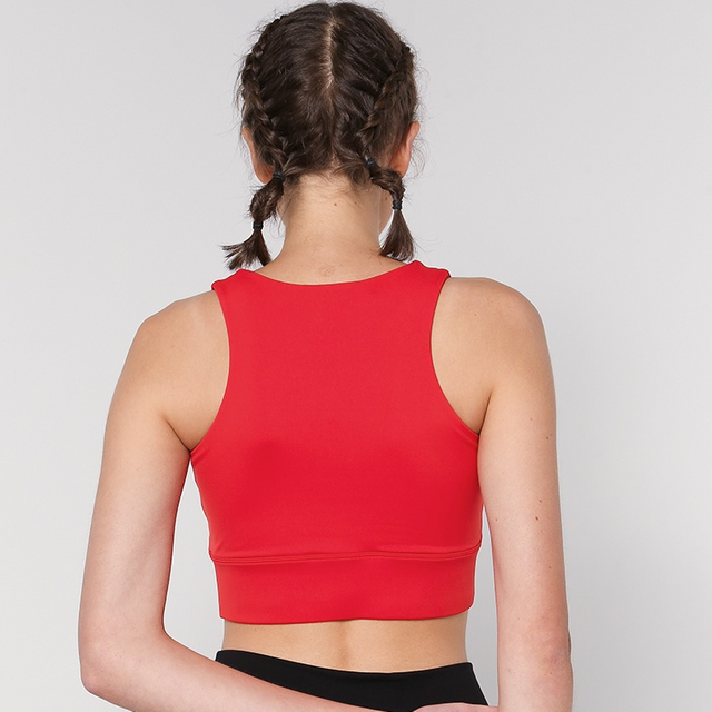 Soutien-gorge de sport à dos nageur uni rouge