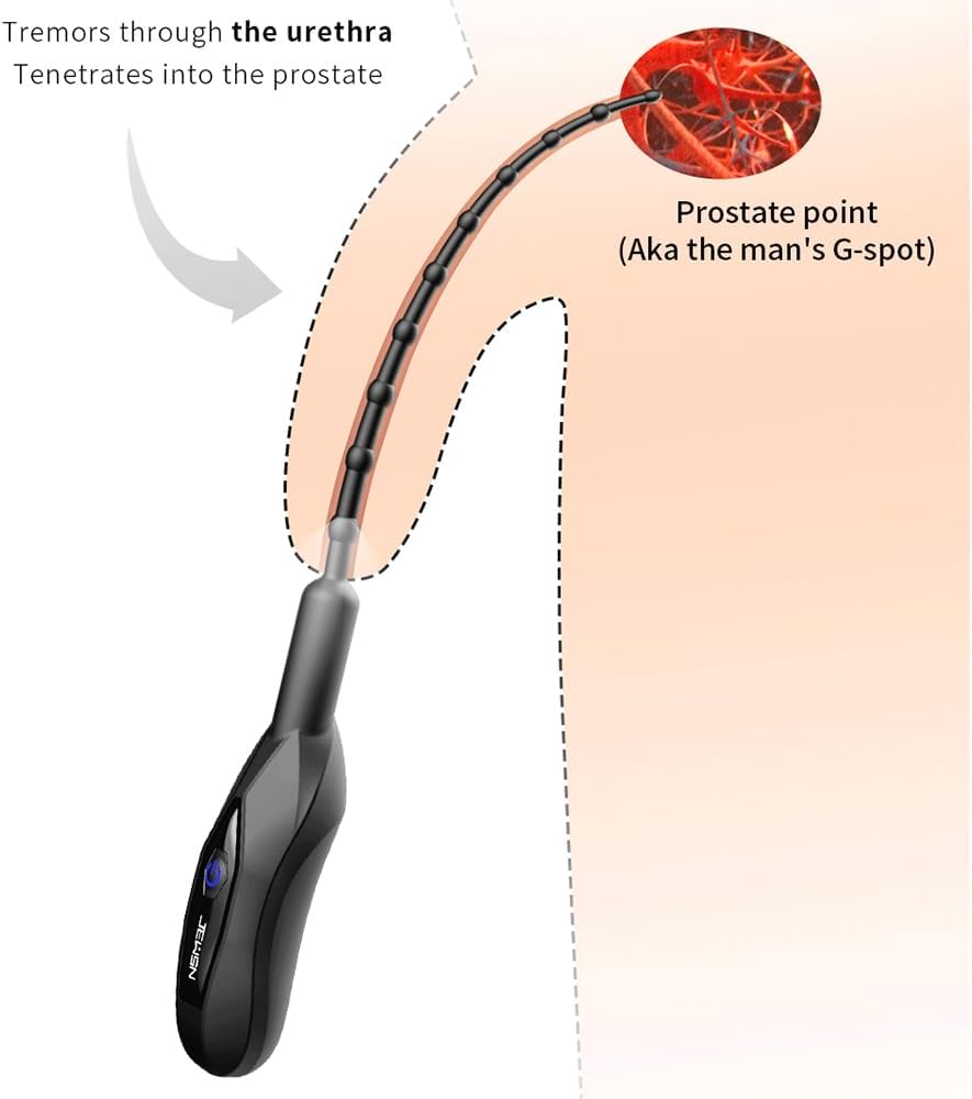 Male Vibrating Urethral Sounds Silicone Catheter Stretching Vibrator 