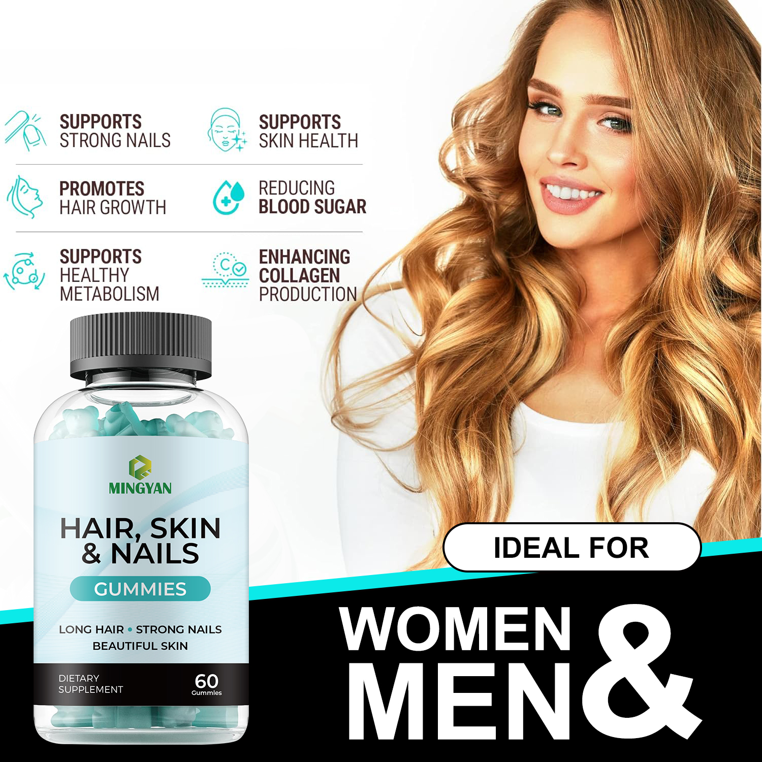 Mingyan beauty gummies Mingyan الشعر الجلد الأظافر الجمال اللثة