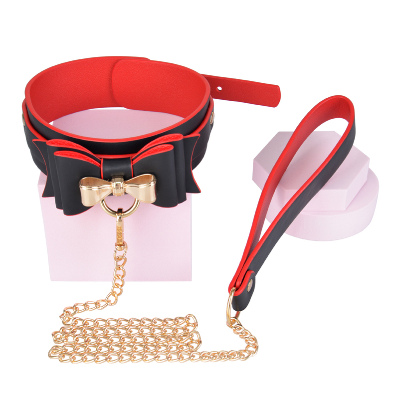 3PCS Black andRed SM Bondage Restraints Set Choker and Handcuff Kit for Couples BDSM Play