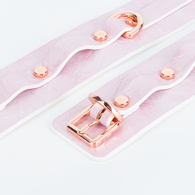 High Quality 2 Piece Leather BDSM Bondage Set Handcuff Collar and Chain Erotic Sex Toys for Adults and Couples