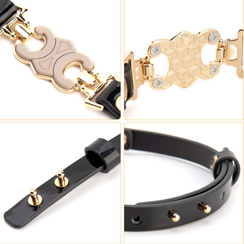 High Quality Black PU Leather Iron Collar with Adjustable Buckle Gothic BDSM Bondage Choker Necklace for Couples