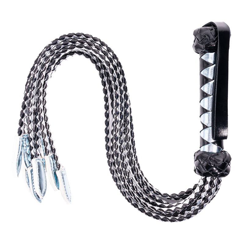 Black and Sliver Flog Style Beautiful BDSM Heart Passion PU Leather BDSM Whip