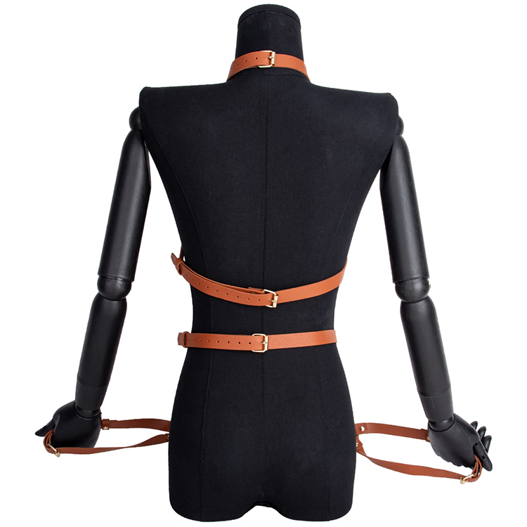 Brown Bondage Set for Fetish Roleplay Tailored for Breast Bondage and SM Slave Fantasy Enactment
