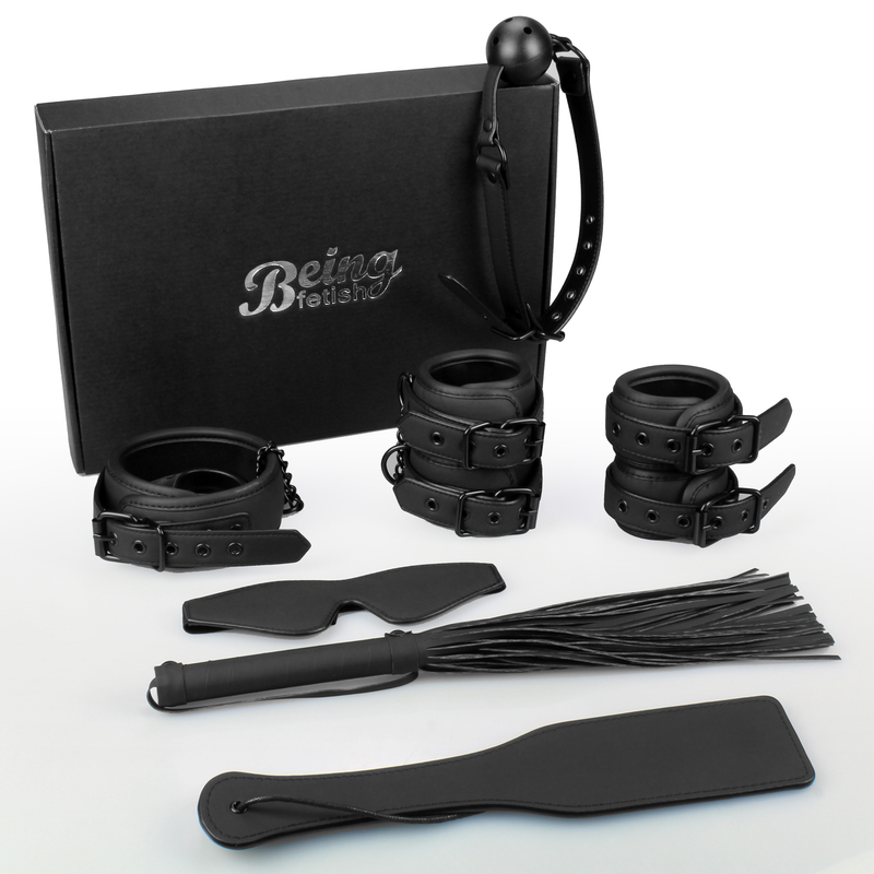 7PSC Luxury Matte Professional Bondage Kit 7-Piece Advanced BDSM Adult Bondage Set for Couples