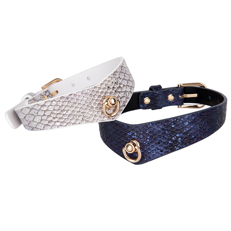 Top Snake Pattern PU Leather Bondage Collar Restraint Neck Collar for Couples' BDSM Exploration
