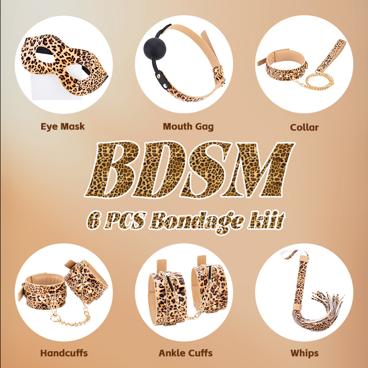 BDSM Adult Cosplay Bondage Set 6 Piece Collection for Couples' Flirting and SM Adventures