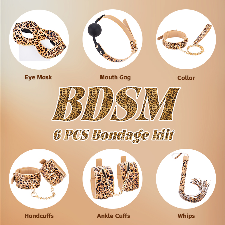 BDSM Adult Cosplay Bondage Set 6 Piece Collection for Couples' Flirting and SM Adventures