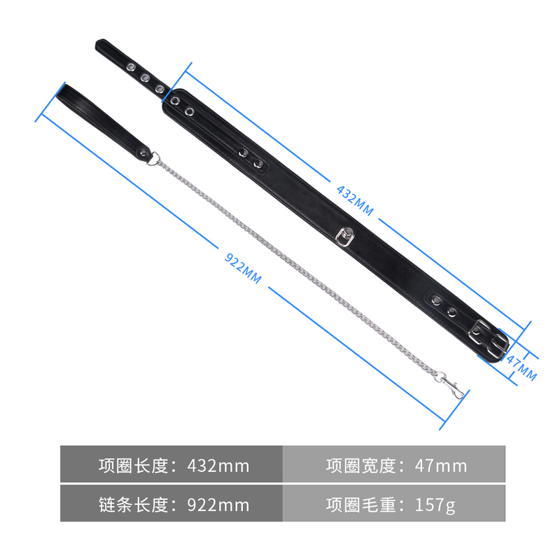 Gothic Female Bondage Kit with Adjustable Collar and Chain for Adult Play