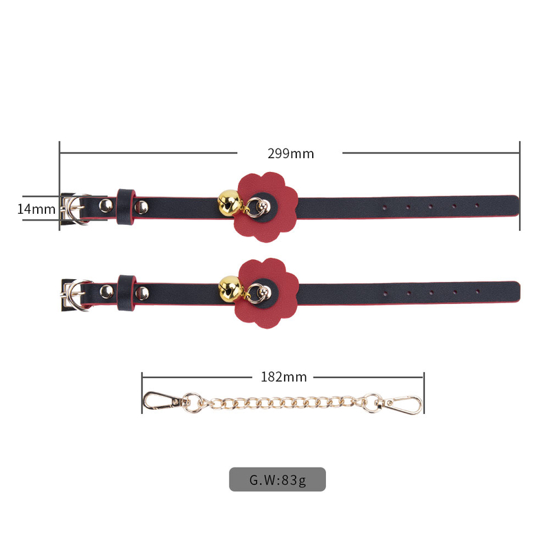 Soft Adjustable Red Ankle Cuffs With Bells SM Bondage Restraints Set