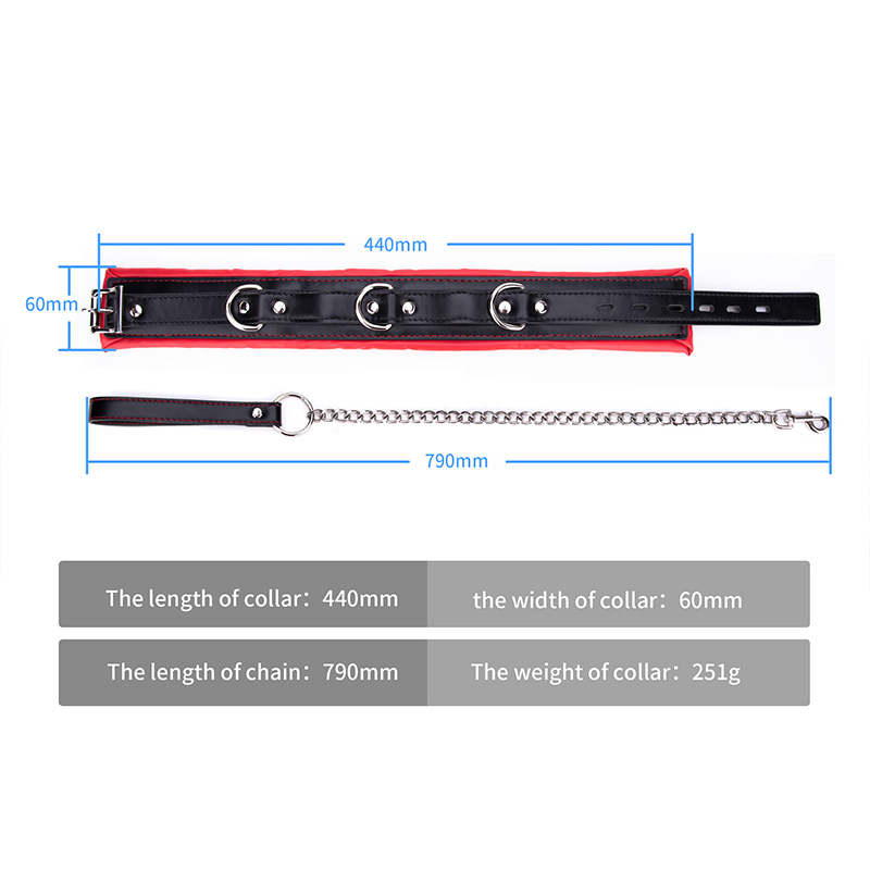 Black and Red With Lock BDSM Collar Bdsm Bondage Collar and Leash Set Women Roleplay Sex Toys Adjustable Slave Restraints Adult Products SM Bondage Collar for Couples