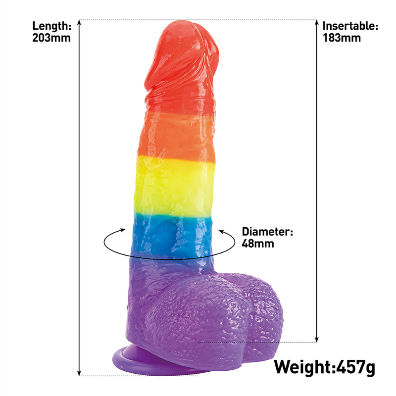 Colorful Rainbow Soft Jelly Real Penis Dildo