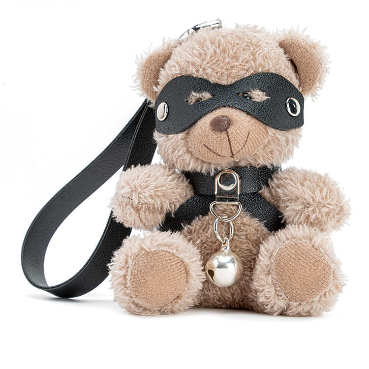 Key Chain PU Leather BDSM Bear With Bell