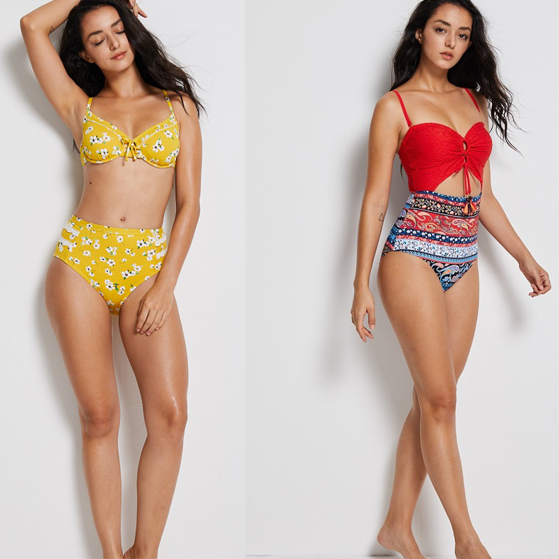 bikini jaune et rouge