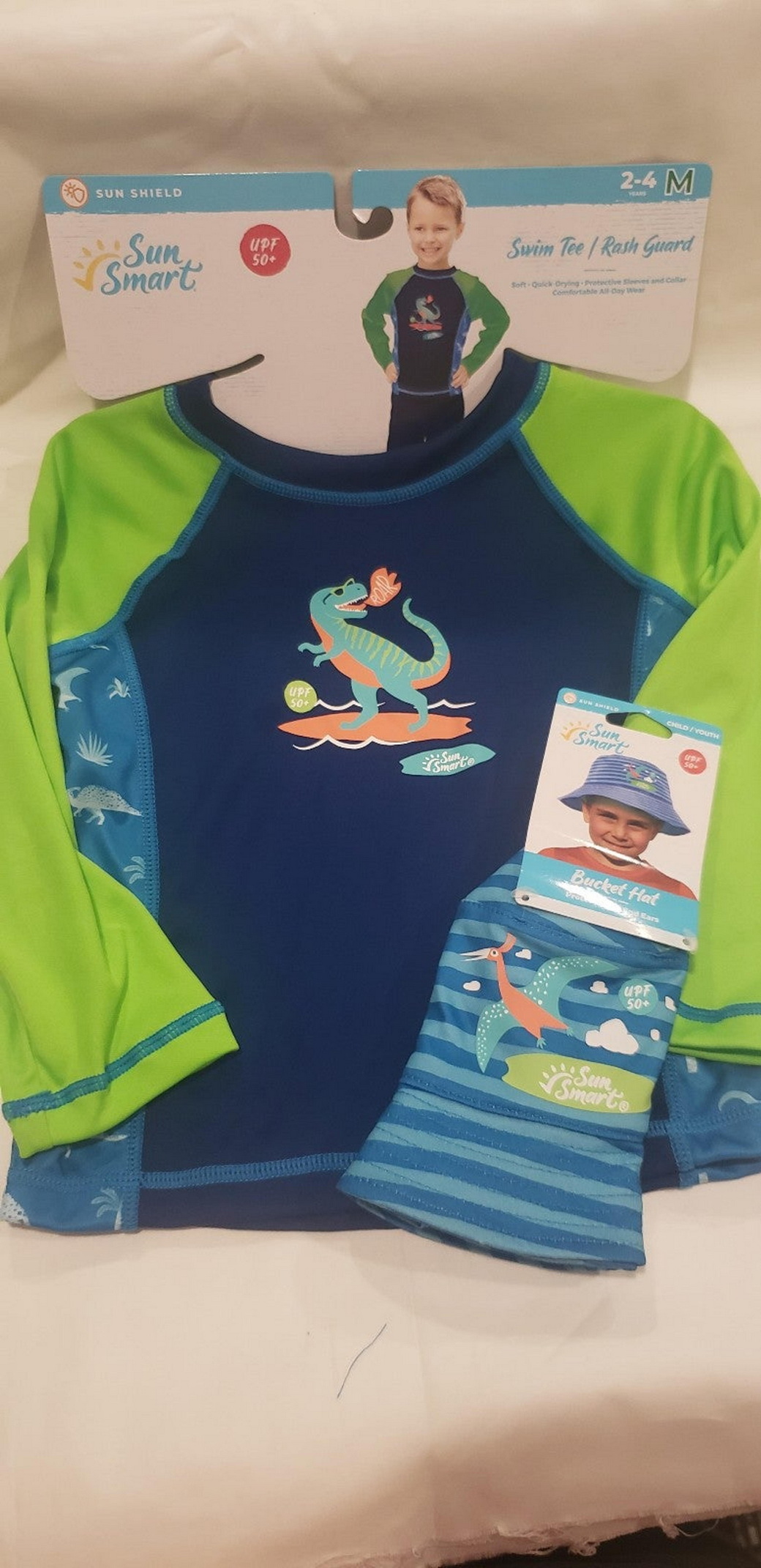 children's swim shirt and hat with UV protection