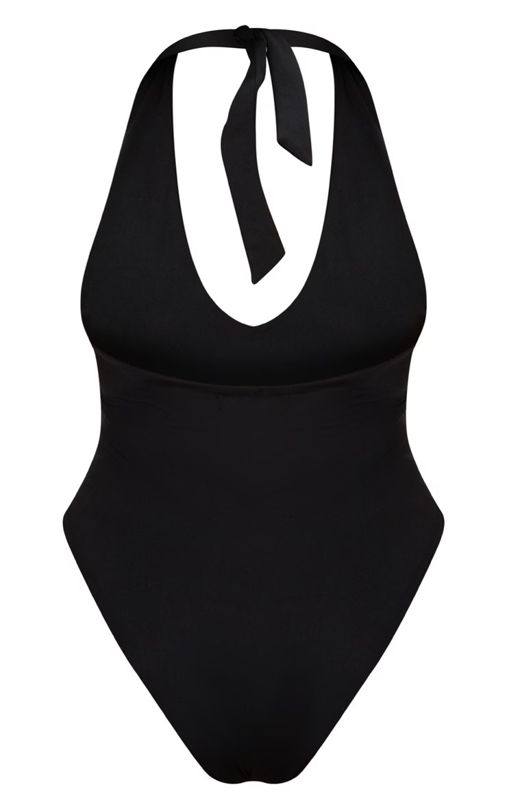 Djup V-Neck High Cut badkläder