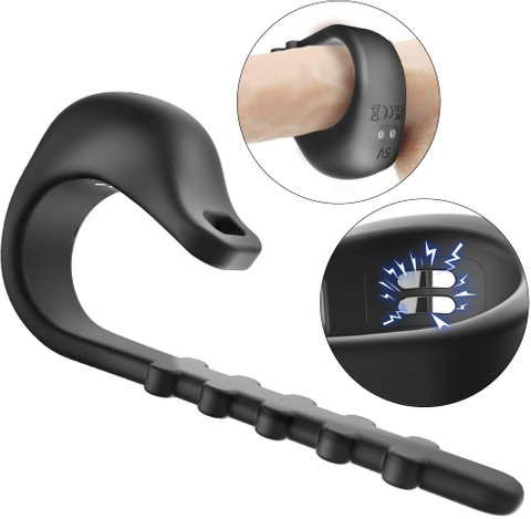 2 in 1 Cock Ring Microcurrent Electric Shock Lock Ring