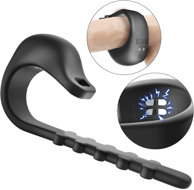 2 in 1 Cock Ring Microcurrent Electric Shock Lock Ring