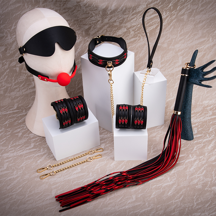6PCS Leather Bondage Kit for Women Plush BDSM Sex Toy Set for Couples SM Erotic Games