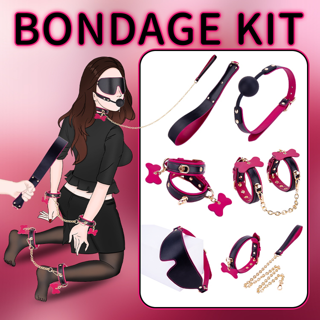 6PCS Purple and Black BDSM Adult Cosplay Bondage Set 6 Piece Collection for Couples' Flirting and SM Adventures