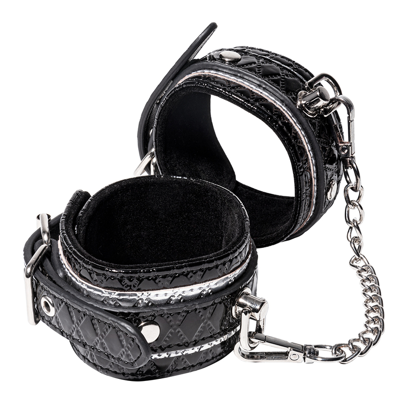 PU Leather Bondage Kit Wrist and Ankle Restraints Eye Mask Collar and Adjustable Handcuffs for Couple's BDSM Restraints Play