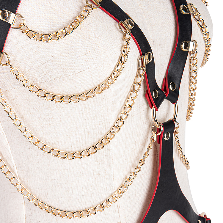 Seductive Leather Harness Garter Pants and Waist Rings for Women's Fetish Bondage