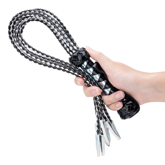 Black and Sliver Flog Style Beautiful BDSM Heart Passion PU Leather BDSM Whip