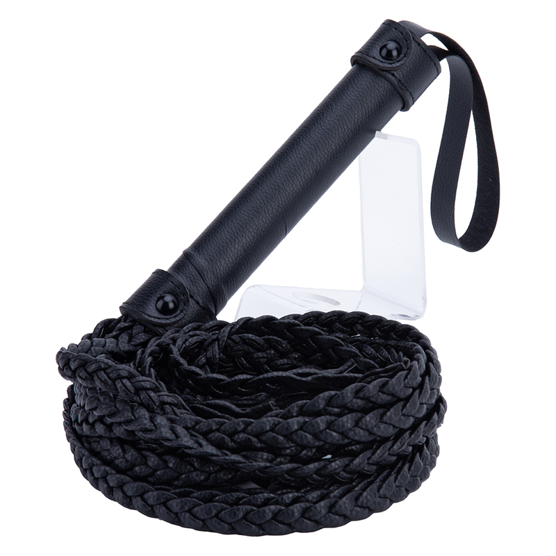 Sensual PU Leather Horse Harness Bull Whip with Spanking Tassel Handle for BDSM Bondage
