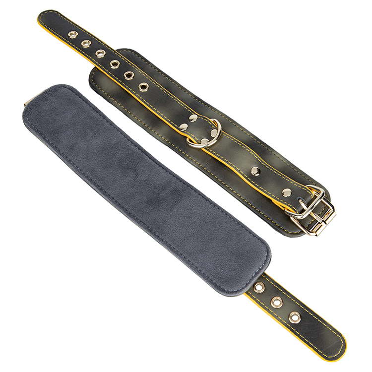 Adult SM Bondage Gold Handcuffs PU Leather BDSM Restraint Toys for Couples