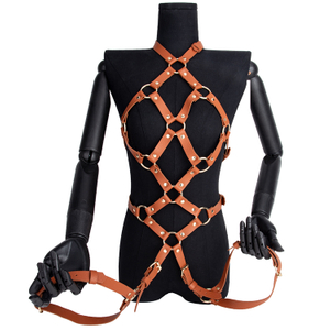 Brown Bondage Set for Fetish Roleplay Tailored for Breast Bondage and SM Slave Fantasy Enactment