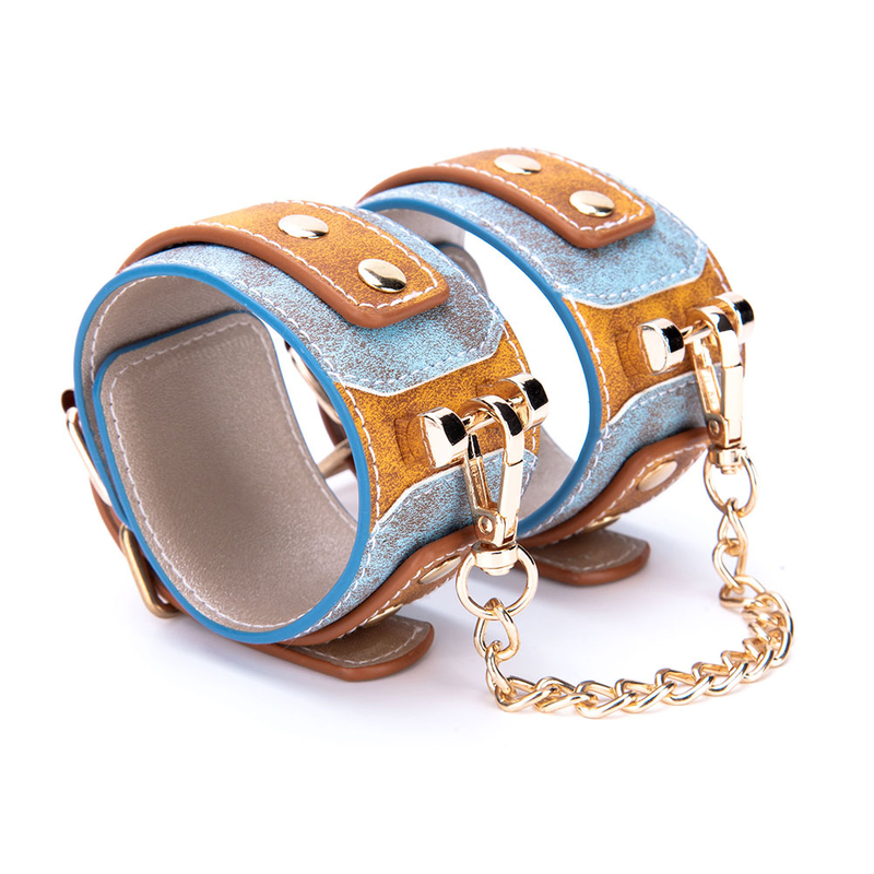 Advanced 3PCS Denim Blue BDSM Restraint Fetish Foot Cuffs Restraint Bondage Fetish Set for Female Play