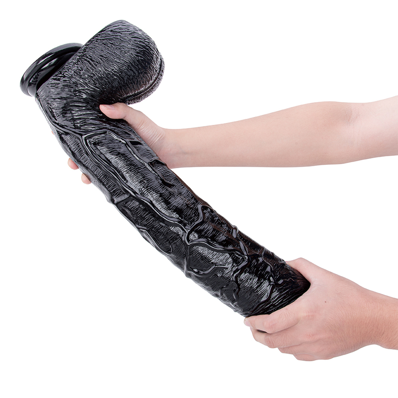Adult Shop for Huge Realistic Soft Skin PVC Black Dildo Body Safe Female Masturbation Sex Toy