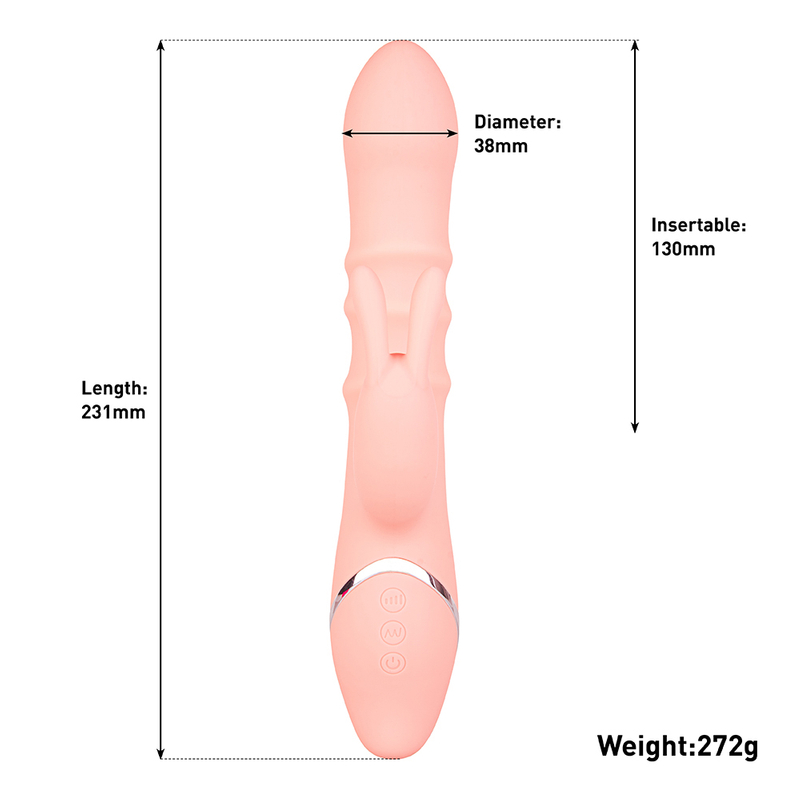 Telescopic Nipple Clitoris Massage Stimulator thrusting rabbit vibrator