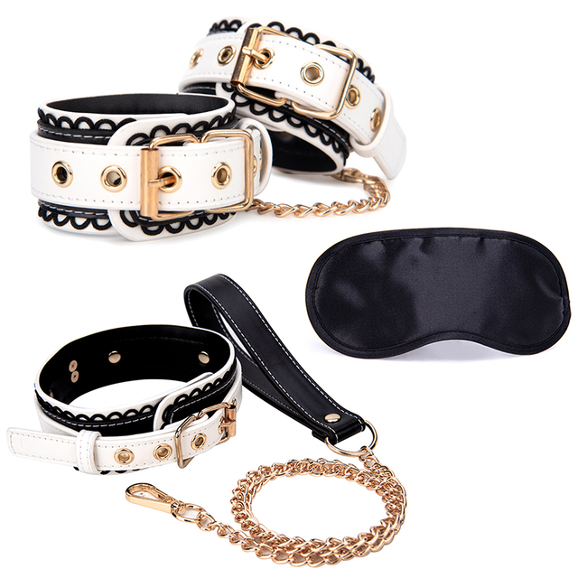 3pcs Set Bed Bondage Set Restraint Adult Game Belt Sex Handcuff Nipple Clamp Whip Collar Kit Sex Toy For Couple Sex Accessories