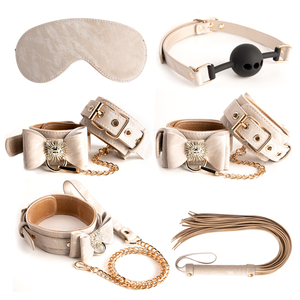 Hot 6Pcs/set Sex Toys For Woman PU Leather SM Sex Bondage Set Hand Cuffs Footcuff Whip Rope Blindfold Erotic Sex Toy For Couple