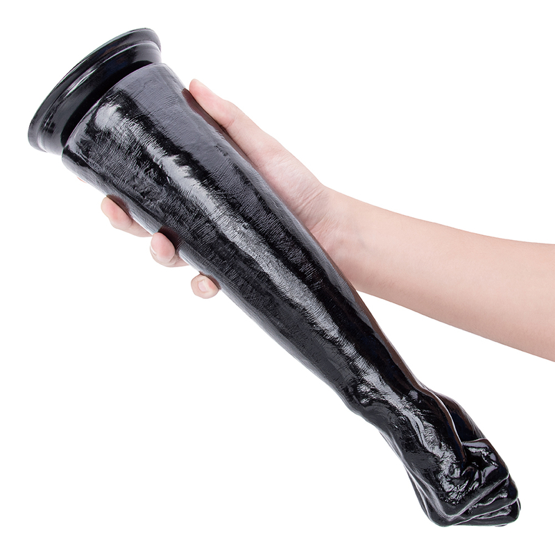 Black Long Hand Fist Dildo for Women Vertical Finger Design High Quality PVC