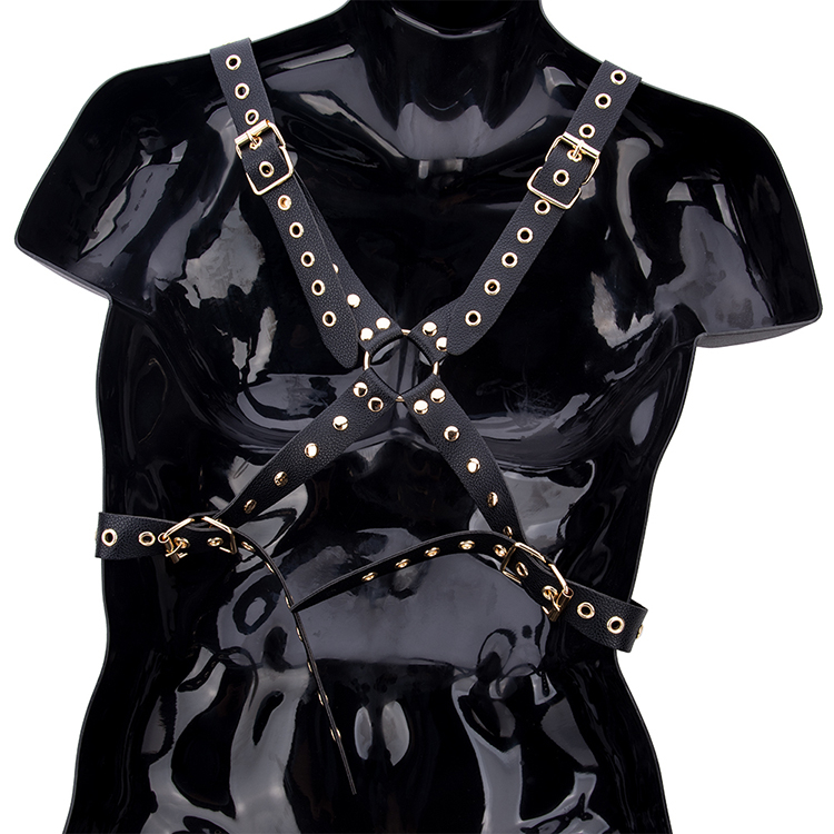 Fetish SM Bondage Harness Leather Lingerie Self Back Restraint Set for Couples' Intimate Play for Male