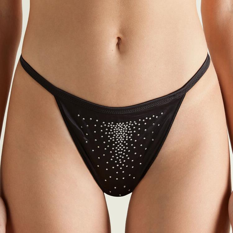 Lingerie sexy in raso con strass da donna 