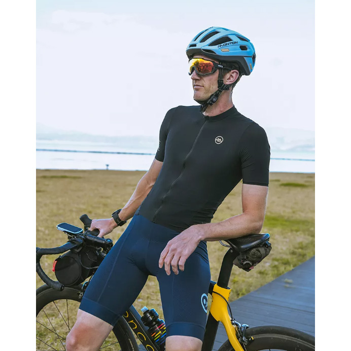 Eco-friendly Black Men Cycling Jersey