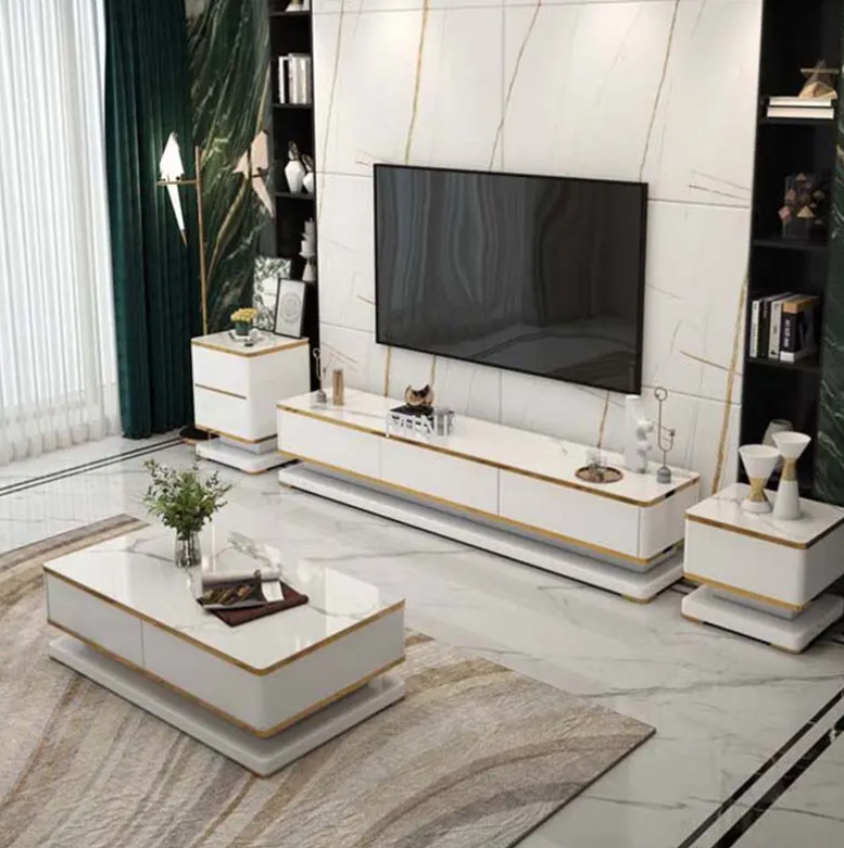 Salon/Lobby Armoire blanche moderne Meuble TV/Table basse 