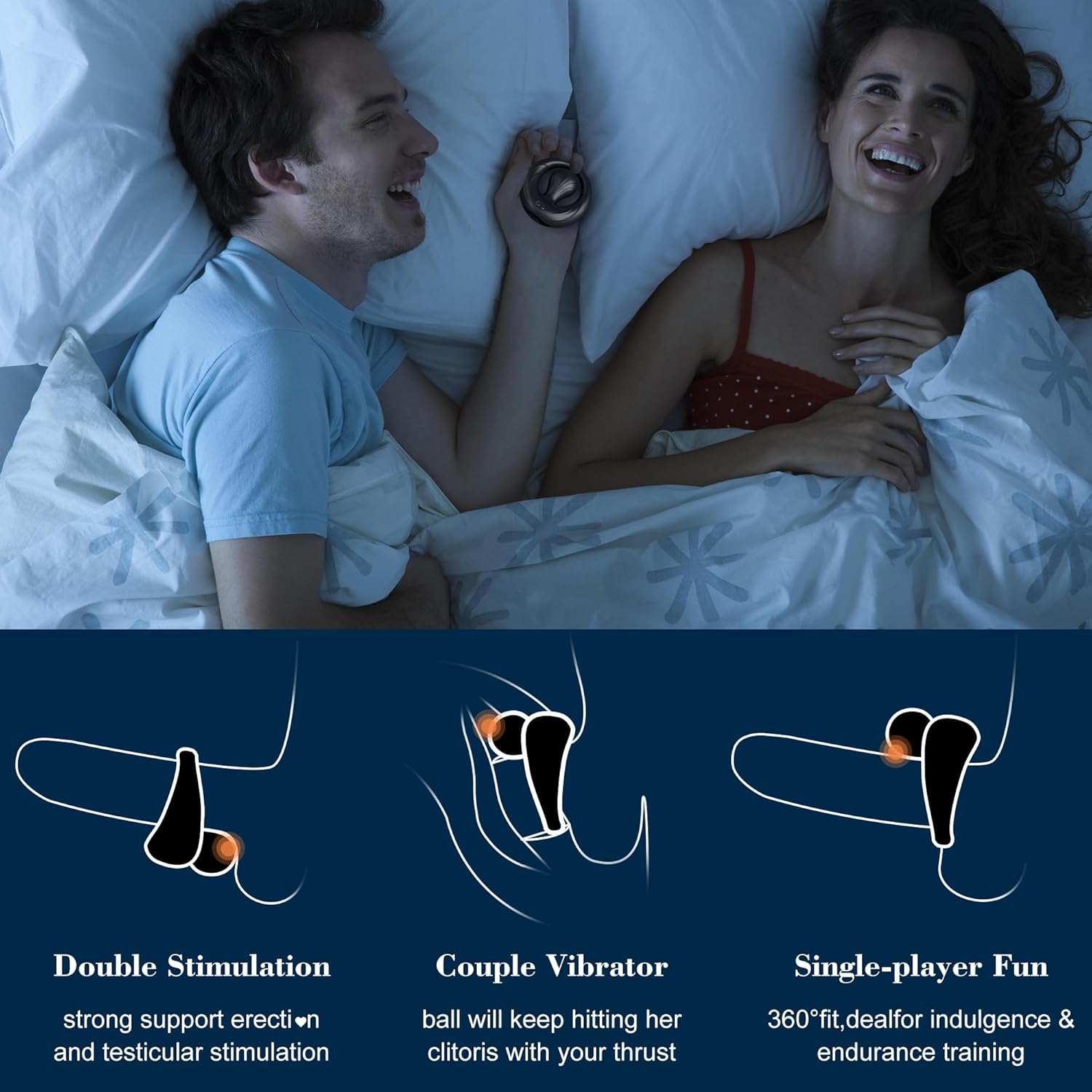  Silicone Cock Ring with Adjustable Vibration Intensity for Enhanced Pleasure