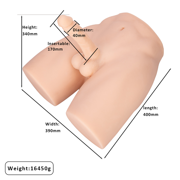 Half Body Male Dildo Torso Sex Toy Soft Female Masturbator Doll