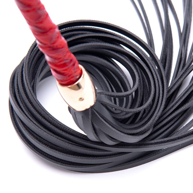 PU Leather Horse Harness Bull Whip with Spanking Tassel Handle for BDSM Sex Bondage Toy
