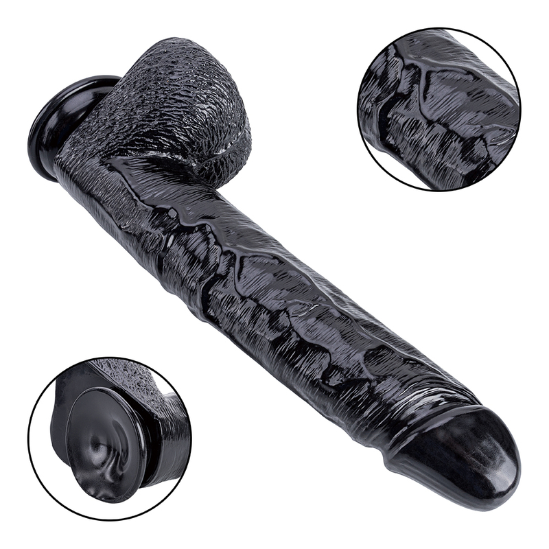 Realistic Huge Soft Bendable Black PVC Dildo with Strong Suction Cup for Adult Woman